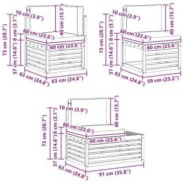 vidaXL Σειρά Καναπέ Εξωτερικού Λευκό 213,5x154,5x73cm Πολυεστέρας