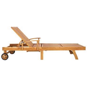 vidaXL Ξαπλώστρα Στερεό Ξύλο Τίκ Καφέ 195x68x30cm 1 τεμ.