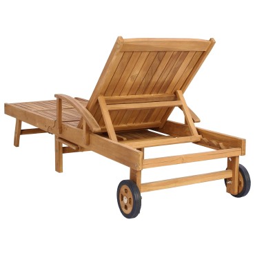 vidaXL Ξαπλώστρα Στερεό Ξύλο Τίκ Καφέ 195x68x30cm 1 τεμ.