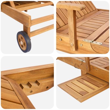 vidaXL Ξαπλώστρα Στερεό Ξύλο Τίκ Καφέ 195x68x30cm 1 τεμ.