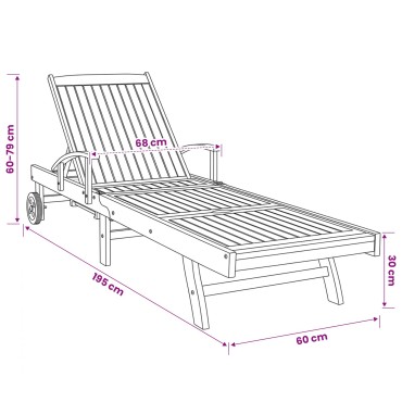 vidaXL Ξαπλώστρα Στερεό Ξύλο Τίκ Καφέ 195x68x30cm 1 τεμ.