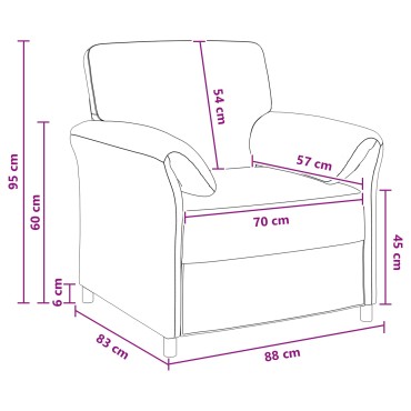 vidaXL Καναπές 1-θέσιος Μοβ 88x83x95cm Βελούδο
