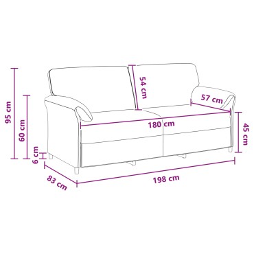 vidaXL 3-Θέσιος καναπές Μοβ 198x83x95cm Βελούδο