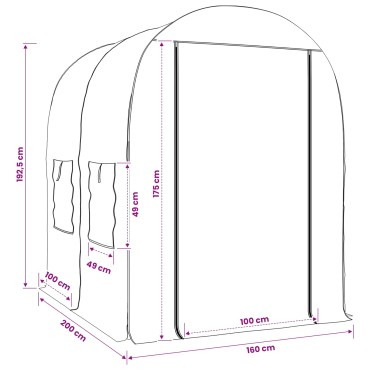 vidaXL Θερμοκήπιο με σκελετό 160 x 200 x 192,5 εκ. PVC Διαφανές