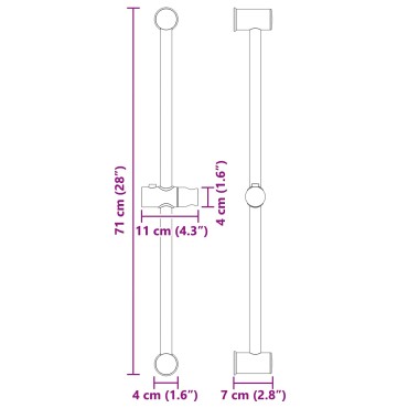 vidaXL Βάση Κεφαλής Ντους Χρωμέ 70 cm Ανοξείδωτο Ατσάλι