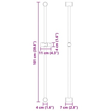 vidaXL Βάση Κεφαλής Ντους Χρωμέ 100 cm Ανοξείδωτο Ατσάλι