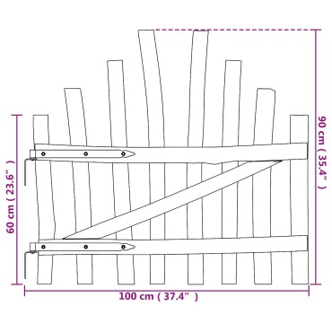 vidaXL Αψιδωτή Πύλη Φράχτη 100 x 90 cm Εμποτισμένο Ξύλο Φουντουκιάς