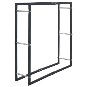 vidaXL Ράφι Καυσόξυλων Μαύρο 100 x 25 x 100 εκ. Ατσάλινο
