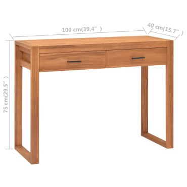 vidaXL Γραφείο με 2 Συρτάρια 100x40x75cm Ανακυκλωμένο Ξύλο Teak 1 τεμ.