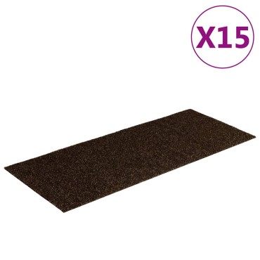 vidaXL Πατάκια Σκαλιών Αυτοκόλλητα 15 τεμ. Καφέ Ορθογώνια 60x25 εκ.