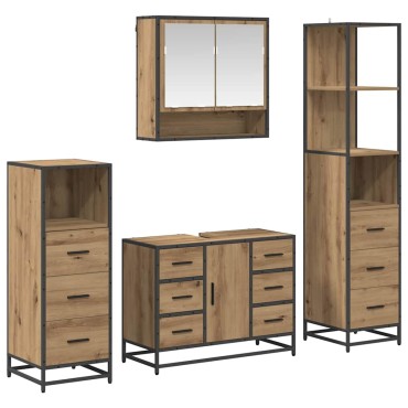 vidaXL Σετ Επίπλων Μπάνιου 4 τεμ. Artisan Oak 80x33x60 εκ
