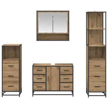 vidaXL Σετ Επίπλων Μπάνιου 4 τεμ. Artisan Oak 80x33x60 εκ