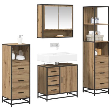 vidaXL Σετ Επίπλων Μπάνιου 4 τεμ. Artisan Oak 65x33x60 εκ
