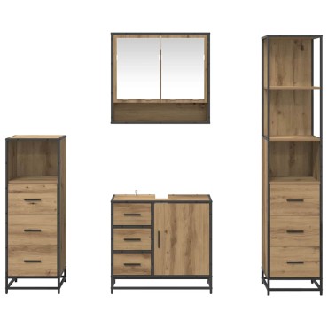 vidaXL Σετ Επίπλων Μπάνιου 4 τεμ. Artisan Oak 65x33x60 εκ