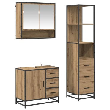vidaXL Σετ Επίπλων Μπάνιου 3 τεμ. Artisan Oak Επεξεργασμένο Ξύλο