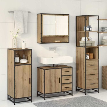 vidaXL Σετ Επίπλων Μπάνιου 3 τεμ. Artisan Oak Επεξεργασμένο Ξύλο