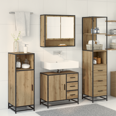 vidaXL Σετ Επίπλων Μπάνιου 3 τεμ. Artisan Oak Επεξεργασμένο Ξύλο