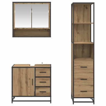 vidaXL Σετ Επίπλων Μπάνιου 3 τεμ. Artisan Oak Επεξεργασμένο Ξύλο
