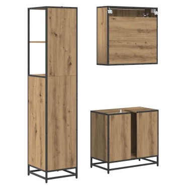 vidaXL Σετ Επίπλων Μπάνιου 3 τεμ. Artisan Oak Επεξεργασμένο Ξύλο