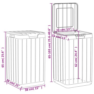 vidaXL Κάδος Απορριμμάτων Εξωτερ. Χώρου Γκρι 38x38x65 εκ. Πολυπρ/λένιο