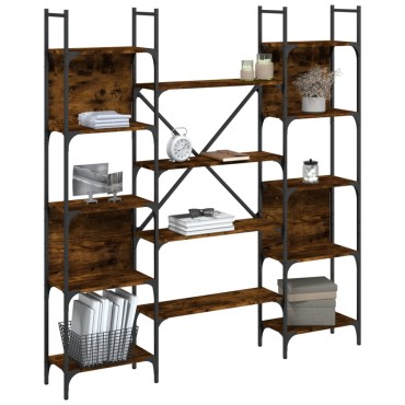 vidaXL Βιβλιοθήκη Καπνιστή Δρυς 155,5x24x166,5cm Επεξεργασμένο Ξύλο 1 τεμ.