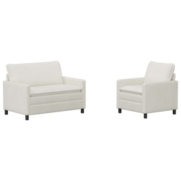 vidaXL Σετ Καναπέ 2 τεμ. Κρεμ Πολυεστέρας 126x81x87,5cm  Διθέσιος