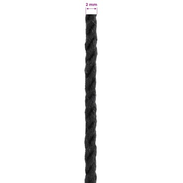 vidaXL Cotton Twine 2 τμχ. 2 mm 100 m Μαύρο 100% Βαμβάκι