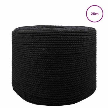 vidaXL Κωτόσχοινo 6 mm 25 m Μαύρο 100% Βαμβάκι