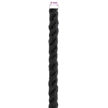 vidaXL Κωτόσχοινo 6 mm 100 m Μαύρο 100% Βαμβάκι