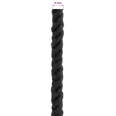 vidaXL Κωτόσχοινo 8 mm 100 m Μαύρο 100% Βαμβάκι