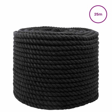 vidaXL Κωτόσχοινo 10 mm 25 m Μαύρο 100% Βαμβάκι
