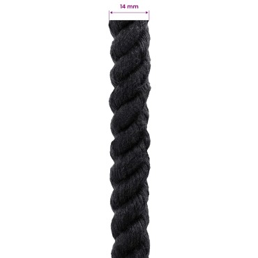 vidaXL Κωτόσχοινo 14 mm 25 m Μαύρο 100% Βαμβάκι