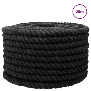 vidaXL Κωτόσχοινo 16 mm 25 m Μαύρο 100% Βαμβάκι