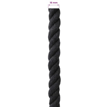 vidaXL Κωτόσχοινo 16 mm 25 m Μαύρο 100% Βαμβάκι