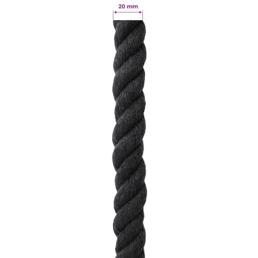 vidaXL Κωτόσχοινo 20 mm 50 m Μαύρο 100% Βαμβάκι