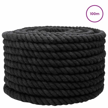vidaXL Σχοινί Μαύρο 2 x 2 x 10000 εκ Βαμβάκι