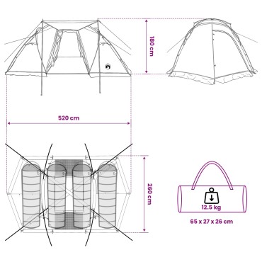 vidaXL Σκηνή τούνελ Μπλε 520 x 260 x 175 εκ.