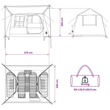 vidaXL Σκηνή τούνελ Μπλε 275 x 240 x 200 cm
