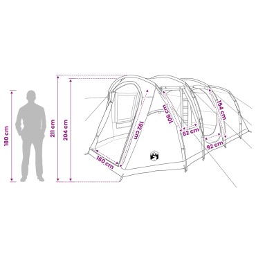 vidaXL Σκηνή τούνελ Πράσινο 505 x 330 x 204 cm