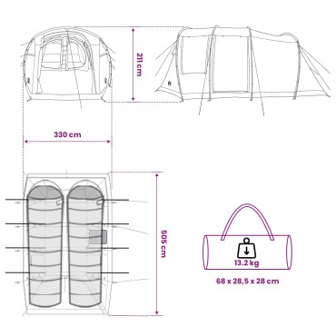 vidaXL Σκηνή τούνελ Μπλε 505 x 330 x 204 cm