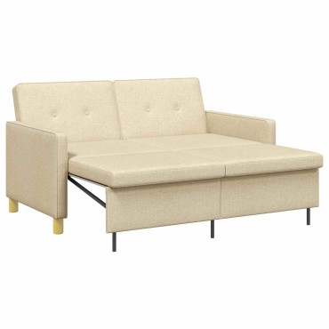 vidaXL Καναπές Κρεβάτι Κρεμ Ύφασμα 154x94,5x80,5cm 1 τεμ. Γωνιακός
