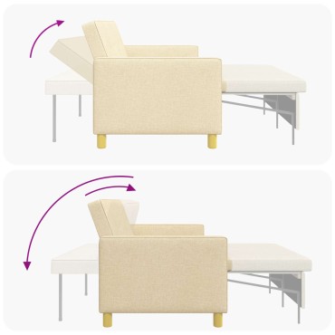 vidaXL Καναπές Κρεβάτι Κρεμ Ύφασμα 154x94,5x80,5cm 1 τεμ. Γωνιακός