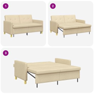 vidaXL Καναπές Κρεβάτι Κρεμ Ύφασμα 154x94,5x80,5cm 1 τεμ. Γωνιακός