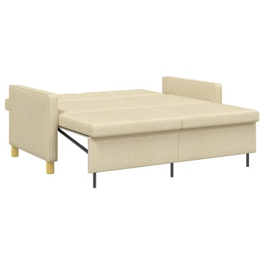 vidaXL Καναπές Κρεβάτι Κρεμ Ύφασμα 154x94,5x80,5cm 1 τεμ. Γωνιακός