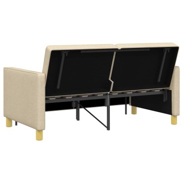 vidaXL Καναπές Κρεβάτι Κρεμ Ύφασμα 154x94,5x80,5cm 1 τεμ. Γωνιακός