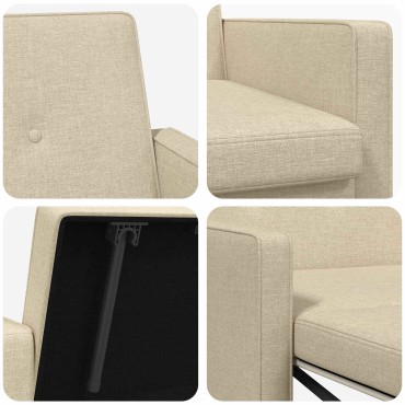 vidaXL Καναπές Κρεβάτι Κρεμ Ύφασμα 154x94,5x80,5cm 1 τεμ. Γωνιακός