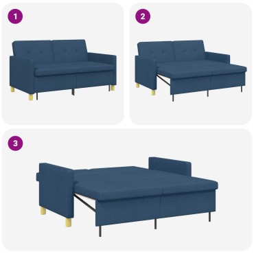 vidaXL Καναπές Κρεβάτι Μπλε Ύφασμα 154x94,5x80,5cm 1 τεμ. Γωνιακός