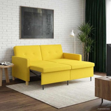 vidaXL Καναπές Κρεβάτι Απαλό Κίτρινο Ύφασμα 154x94,5x80,5cm 1 τεμ. Γωνιακός