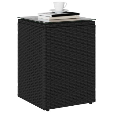 vidaXL Τραπεζάκι Πλευράς Μαύρο 35x35x50cm συνθετικό ρατάν 1 τεμ.
