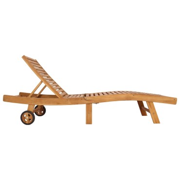 vidaXL Ξαπλώστρα Στερεό Ξύλο Τίκ Καφέ 200x59,5x35cm 1 τεμ.